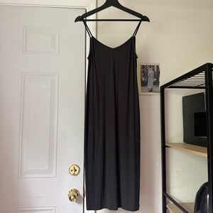 JOAH BROWN dark grey rib ribbed knit stretchy sleeveless midi dress